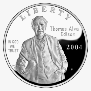 2004 Thomas Alva Edison Silver Dollar - Thomas Edison Light Bulb