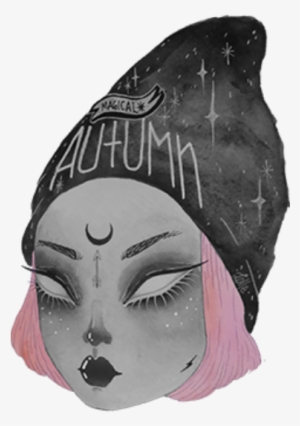 Yami Nemuri Creepy Girl Face - Magical Ϟ Autumn Art Print - Mini By Loll3
