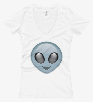 Women's Emoji V-neck - Happy Alien