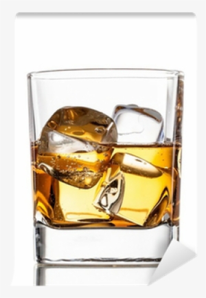Glass Of Whiskey, Isolated On White Background Wall