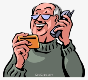 Senior Citizens Royalty Free Vector Clip Art Illustration - Old Man On The Phone Cartoon