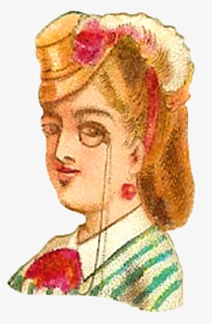 Vintage Woman Clip Art Of Victorian Hat Fashion Portrait - Illustration