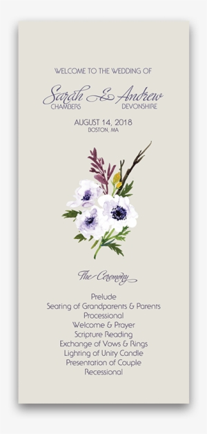 Bohemian Watercolor Purple Floral Wedding Program - Iris