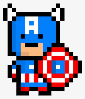 Captain America Pixel Art Idea Building Template Inspiration - Super Hero Pixel Art Minecraft