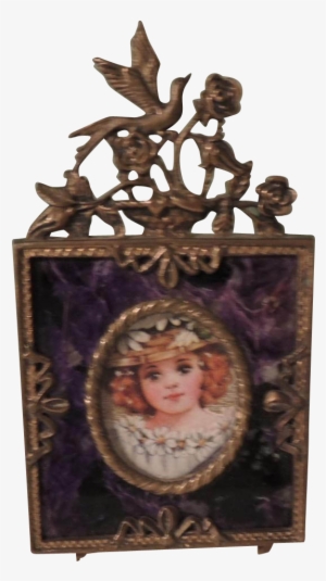 Lovely Miniature Frame With Ornate Trim With Purple - Picture Frame