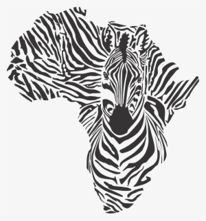African Zebra Map - African Continent In Black And White