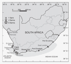 Map Of South Africa Showing The Natural Habitat Of - Haliotis Midae