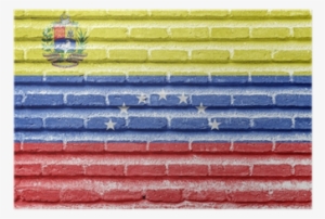 Póster Bandera De Venezuela En Una Vieja Pared De Ladrillos - Brick