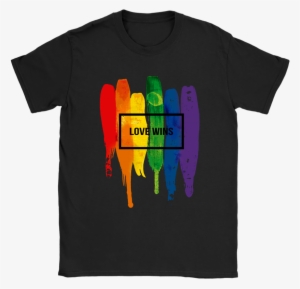 Watercolor Lgbt Love Wins Rainbow Paint Typographic - Shirt