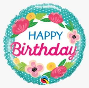 Birthday Petite Polka Dots Balloon - Happy Birthday Flowers Balloons