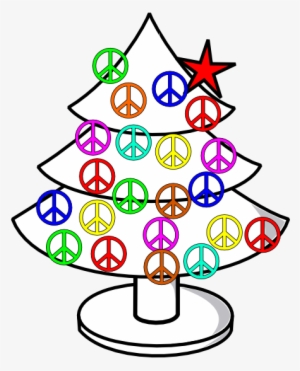 Tree Xmas Christmas Peace Symbol Sign Line Art 555px - Peace Sign