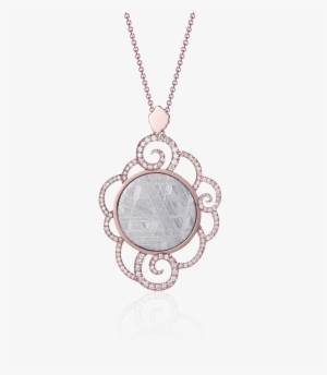 Meteorite Air Pendant With Diamonds In Red Gold - Locket
