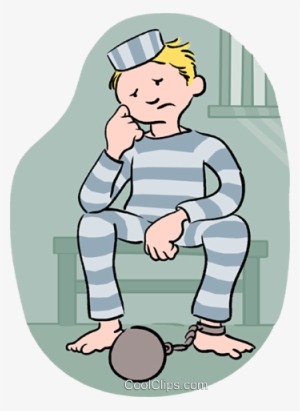 Prisoner Sitting In Prison Royalty Free Vector Clip