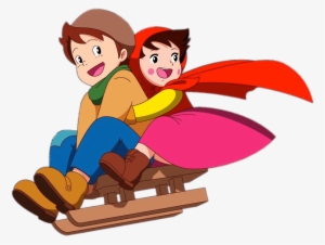 Heidi And Peter On Sleigh Png - Heidi Cartoon