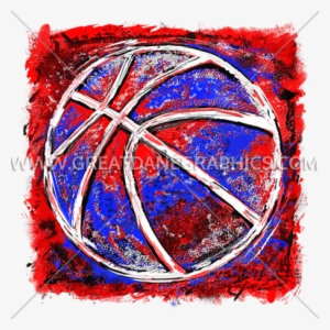 Grunge Basketball - Multi-colored Football Red White And Blue T-shirt,
