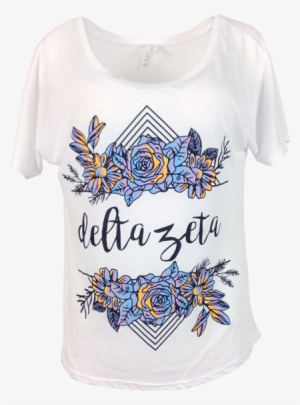 Delta Zeta Rainbow Floral Flowy Tee - Active Shirt