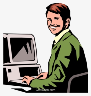 Student Working On Pc Royalty Free Vector Clip Art - Student Working On Pc