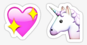 "unicorn & Heart Emoji Set" Stickers By Waverlie - Unicorn Pink Heart Emoji