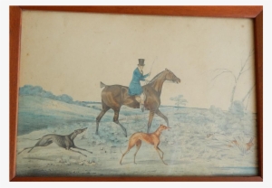 1840 English Sporting Painting Hunter On Horse With - Painting
