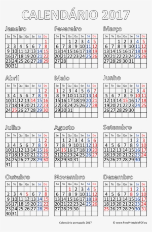 Calendário Livre Impressão De 2017 Anos - Calendar
