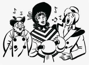 Free Clipart Of A Group Of Christmas Carolers - Christmas Carolers Clipart Black And White
