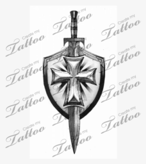 Grey Sword And Shield Tattoo Design - St Michael's Sword And Shield
