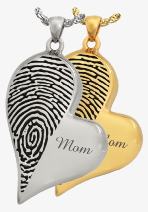 Teardrop Heart Halfprint - Fingerprint Silver Cremation Jewelry Perfect Rectangle