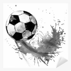 Football Watercolor Hand Drawn Illustration Sticker - Naklejki Na Ścianę Piłka