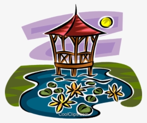 Gazebo In A Pond Royalty Free Vector Clip Art Illustration - Gazebo Vector
