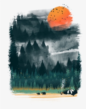 Image Freeuse Stock Camp Drawing Landscape - Wilderness Poster