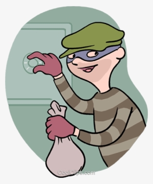 Thief Robbing A Safe Royalty Free Vector Clip Art Illustration - Bowlby's 44 Thieves Study