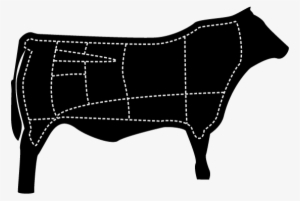 Beef Cow Outline With Butchering Cut Lines - Jenniges Meat Processing