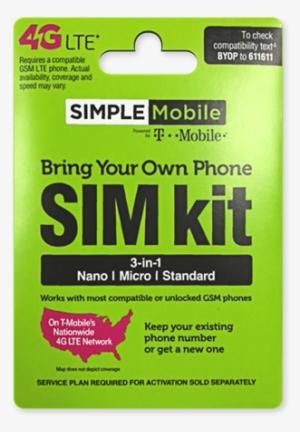 Picture Of Simple Mobile Byop Tripunch Sim - Simple Mobile - Prepaid Phone Card