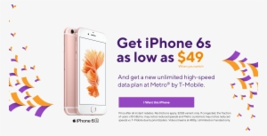 Get Iphone 6s From Metro By T-mobile For As Low As - Apple Iphone 6s 32gb - Rose Gold