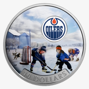 Pure Silver Coloured Coin Passion To Play - Edmonton Oilers Wincraft 8" X Color Decal