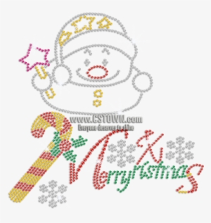 Cute Snowman & Crystal Merry Christmas Snowflakes Iron-on - Illustration