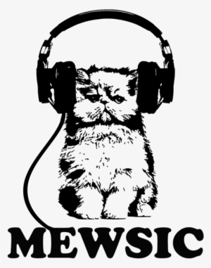 Mewsic - Art Cat With Headphones Drawings