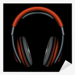 Orange Simple Headphones In Silhouette, Vector Sticker - Headphones