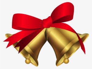 Christmas Bells With Red Bow Png Clip Art Image