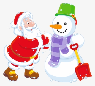 Transparent Santa And Snowman Png Clipart - Snowman And Santa Png