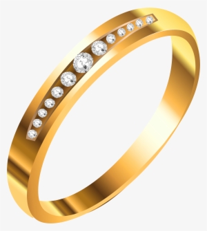 Gold Ring With Diamonds Png Clipart - Golden Ring Png