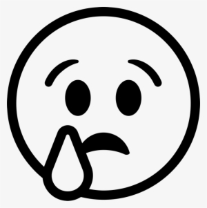 Crying Face Emoji Rubber Stamp - Sad Smiley Emoji Black And White