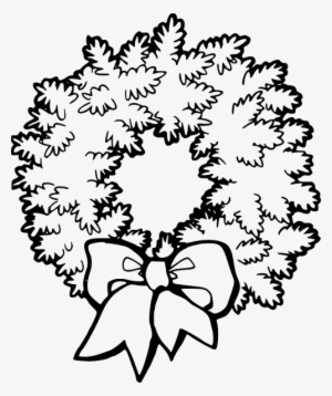 wreath clip art - black and white christmas wreath