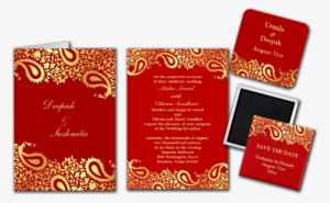 Hindu Marriage Invitation Cards Paisleys Elegant Indian - Paisleys Elegante Indische Hochzeit Gefaltete Grußkarte