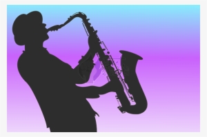 Silhouette Saxophone Player Blue Purple - Saxophonist