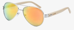 Bamboo Aviator Sunglasses - Sunglasses Gold Frame Orange Lenses