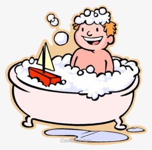 Boy Taking A Bath Royalty Free Vector Clip Art Illustration - Take A Bath Clipart