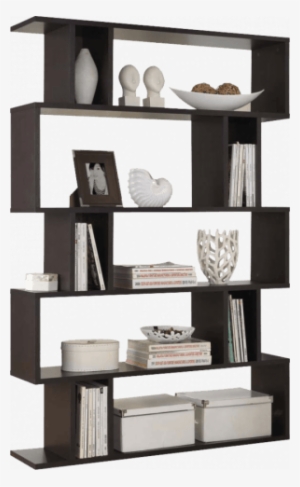 Afydecor Modern Zig Zag Style Bookshelf In Ebony - Atlin Designs 5 Shelf Bookcase In Espresso (brown)