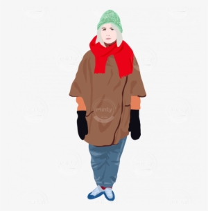 Girl Dressed In Winter Style Outfit - Illustration