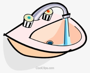 Sink With Running Water Royalty Free Vector Clip Art - Sink Clip Art